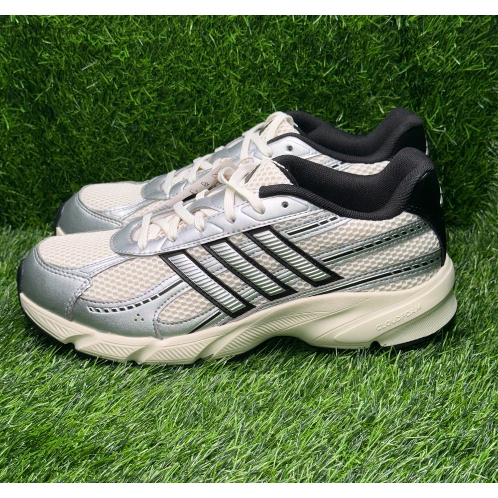 Adidas Technochaos 2000 Mens 9.5 Shoes Silver White Black HQ7289 Sneaker